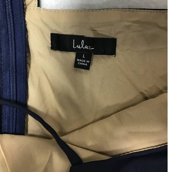 LULU'S SZ L Giavanna Navy Blue Halter Lace Mermaid Maxi Dress NEW B28 - Picture 6 of 9